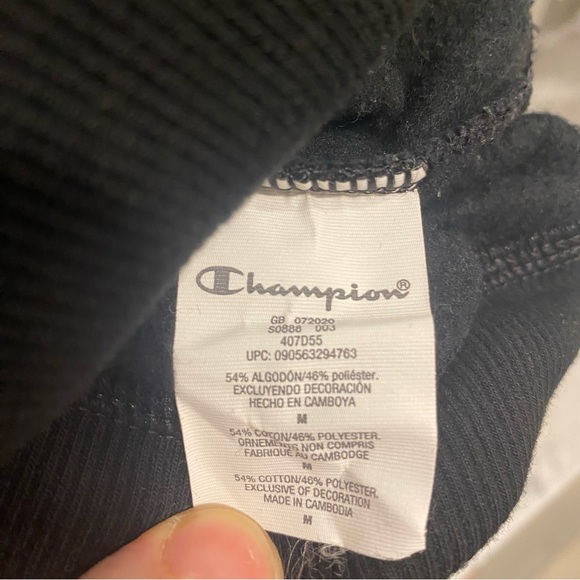 CHAMPION Powerblend Men's MEDIUM Pullover BLACK Long Sleeve Sweater S0888 - Picture 4 of 5